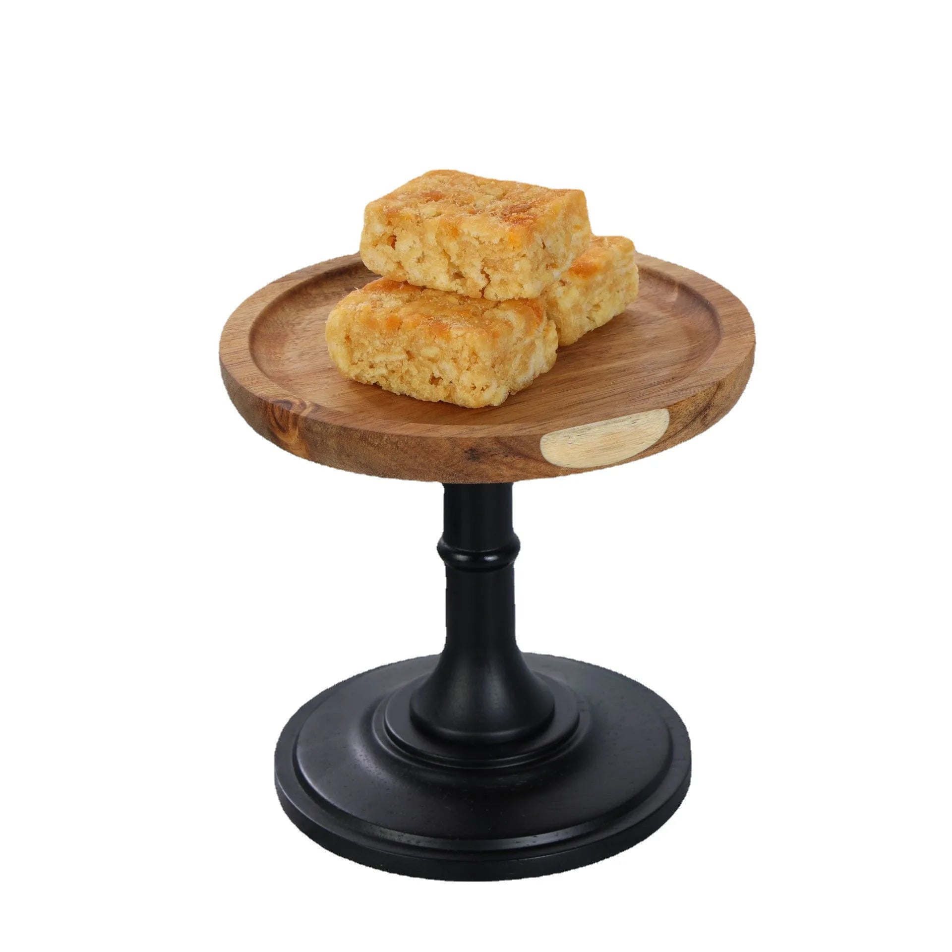 Footed Cake Stands Plate Server Cupcake Snack Display Wood Cake Stand