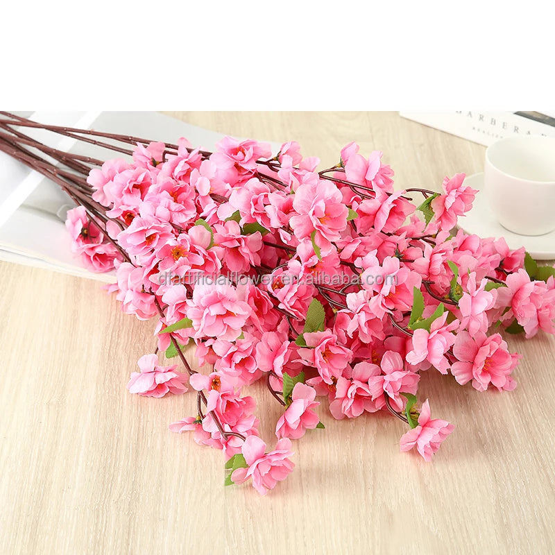 D2 Wedding Table Centerpieces Pink Artificial Promotional 63cm Short Branch Small 3 Branches Peach Cherry Blossom Flower