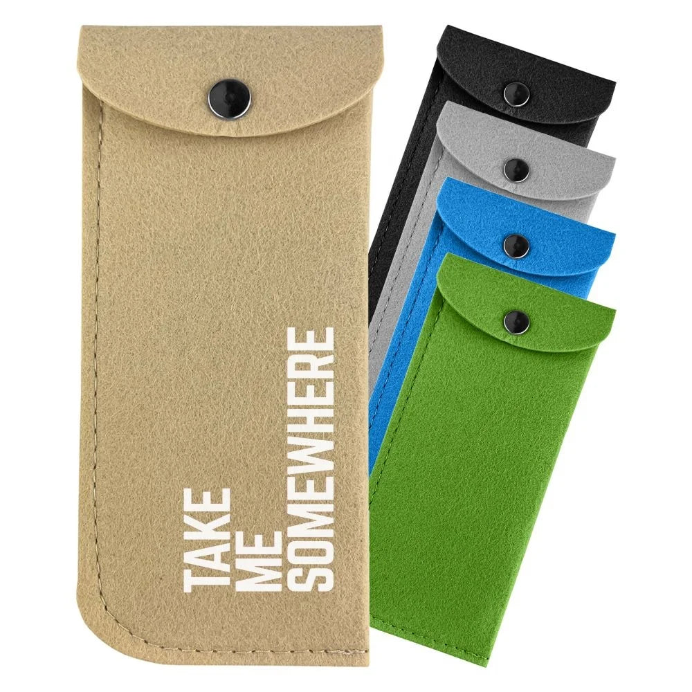 SGP004 High Quality RPET Felt Pouch with Metal Button Closure for Sunglasses Promotional Gifts Felt Pouch in Stock