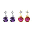 Exquisite Sparkling Diamond Earrings 925 Sterling Silver Rose Red Purple Zirconia Earrings for Girl Women Leisure Jewelry