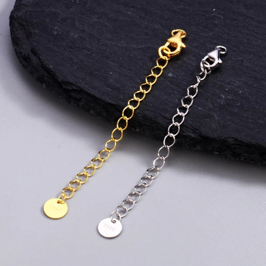 DIY Accessories for Women Sterling Silver 925 Chain Extender Set Lobster Clasp Jewelry Findings Components for Making Jewelry