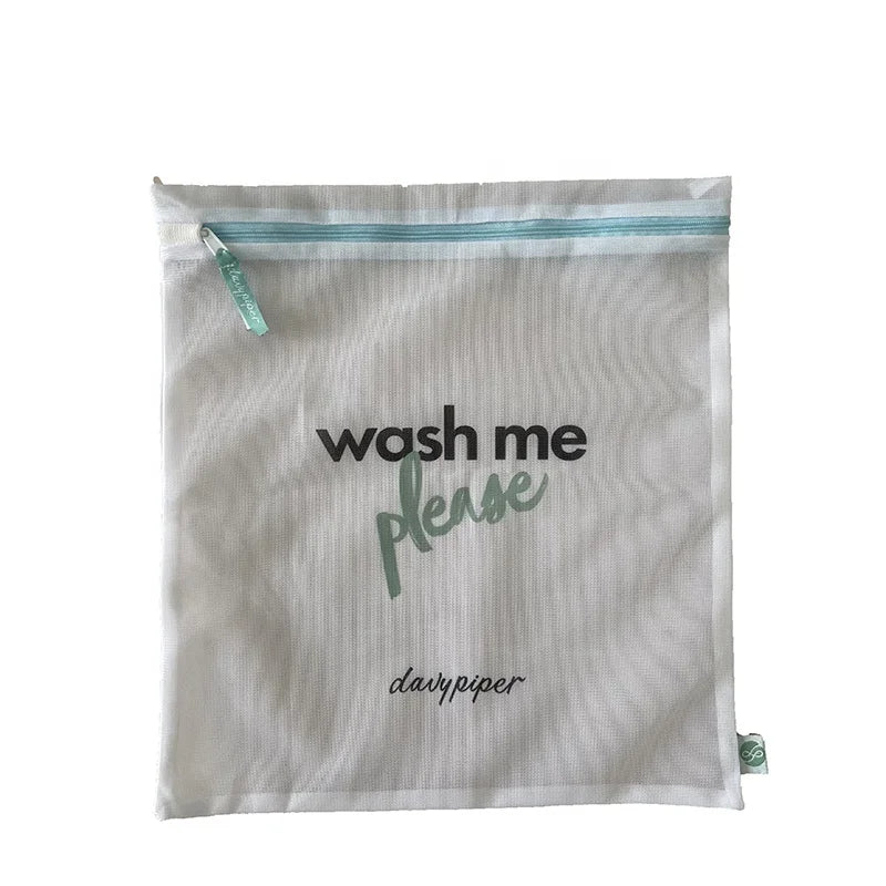32x36cm Blue Zippered Mesh Laundry Bag Customs Logo Laundry Washing Bag MegaBDM