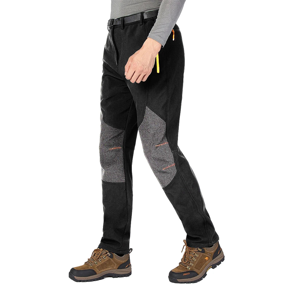Outdoor Wear Resisting Trekking Pants Winter Men Waterproof Stretch Tactical Cargo Hiking Trousers Fleece Plus Size Soft Shell