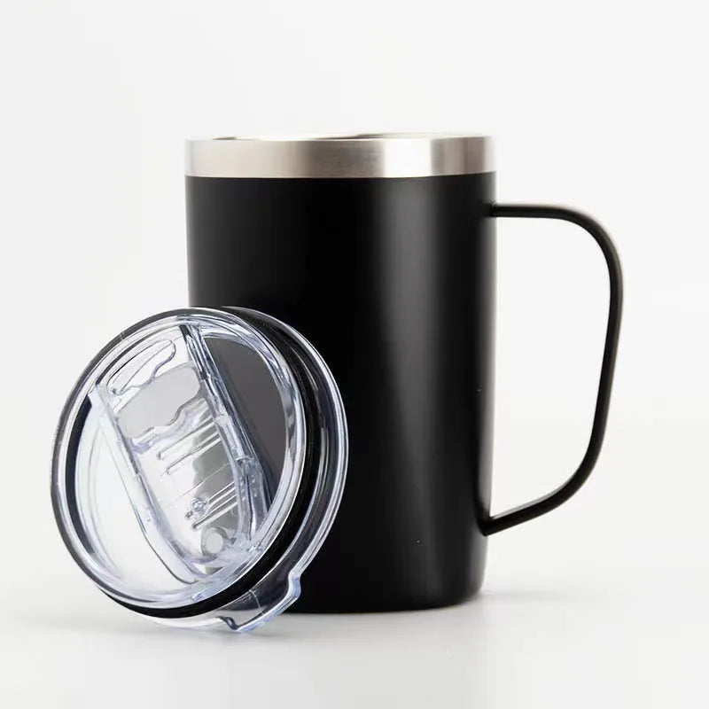500ml New Design 18/8 Stainless Steel Coffee Cup Portable Vacuum Beer Drinkware Durable Square Bottom Camping Mug with Handle