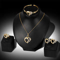 European and American Hot Selling Necklace Set Exquisite Alloy Diamond Inlaid Flower Necklace Earrings Woman Jewelry Set