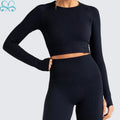 Newest Hot Selling Knit Seamless Long Sleeve Women Yoga Tshirt