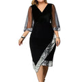 2024 European and American Women's New Gold Velvet Irregular Sequin Transparent Mesh Dress