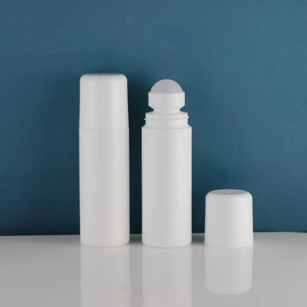 Empty White Cylindrical Roll-On Sunscreen Lotion Packaging Plastic PE Roll on Bottle 90ml