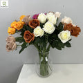 Wholesale Ins Likes Artificial Dusty Rose Real Touch Hand Feeling Wet Flowers Single Stem Coffee for Home Wedding Decoration