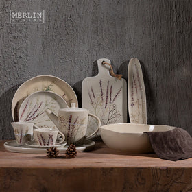 Merlin Living Oval Plate Milk Jug Cheese Board With Handle Black Soil Colorful Hand-Painted Pastoral Style for Home Decor