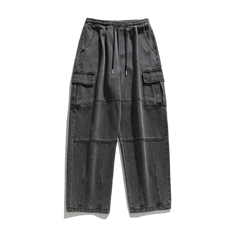 Fitspi Men's Clothing Double Pocket Jeans Spring New Distressed Washed Overalls Men's Trousers