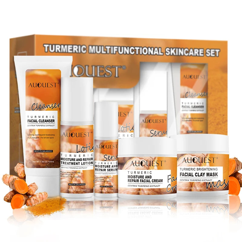 Private Label Professional Custom Korea Organic Natural Turmeric Cosmetic Beauty Whitening Acne Skin Care Kit Products