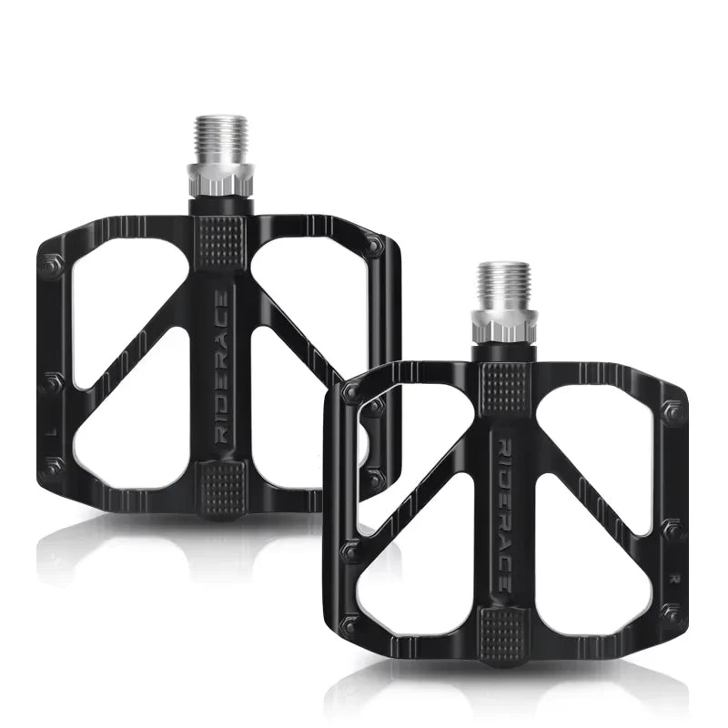 RIDERACE Bicycle Pedals DU Bearings Ultralight Aluminum Alloy Non-Slip Nails Mountain Road Bike Pedals Cycling Accessories