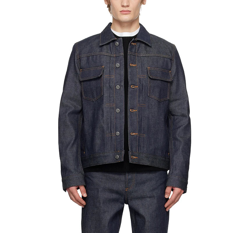 Custom Japanese Hard Wearing Raw Jeans Men Selvedge Denim Jacket