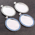 Fit 30x40mm Cabochon Rhinestone Pendant Blank Base Bezel Trays Setting DIY Necklace Charms Jewelry Findings Supplies MegaBDM