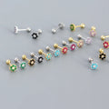 Fashion Tiny Stud Earrings Screw Back Stud Earrings Flower Crystal Earrings 925 Silver Jewelry