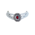 2024 Vintage Wedding Engagement Imitation Pearl Red Zircon Big Pendant Choker Necklace for Women