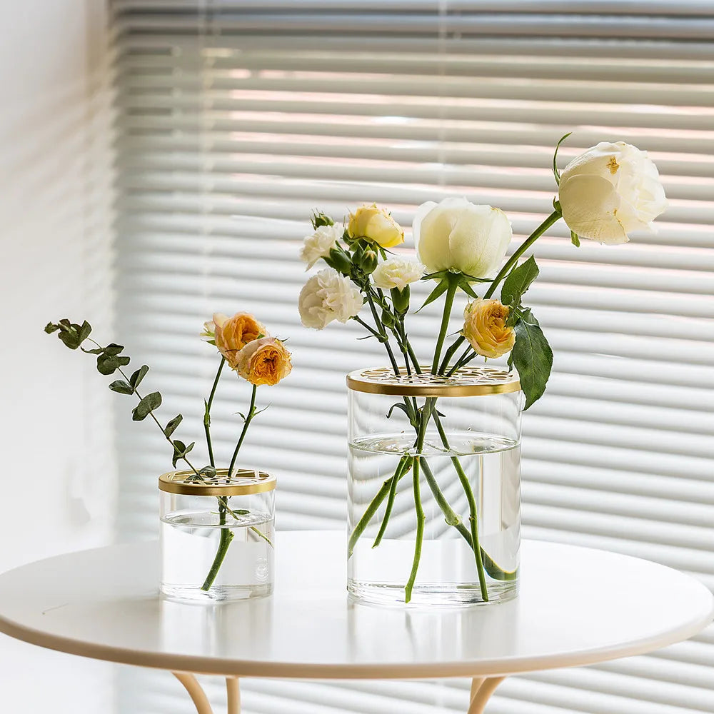 Luxury High Borosilicate Straight Cylinder Glass Vase Creative Nordic Transparent Design Modern Tabletop Wedding Vase