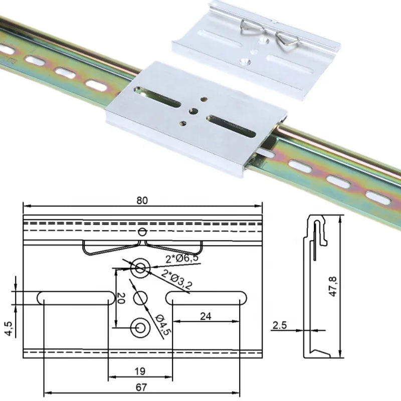 C35 C45 Rail Mounting Clip SnapDIN Guide Rail BuckleAluminum Alloy din Rail Clip