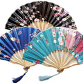Customized Printing Decoration Bamboo Hand Fans Wedding Fabric Hand Fans in Stock
