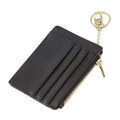 RFID Blocking Handmade PU Leather ID Credit Card Holder Wallet for Women Zipper Closure Short Clutch Purse with Keychain