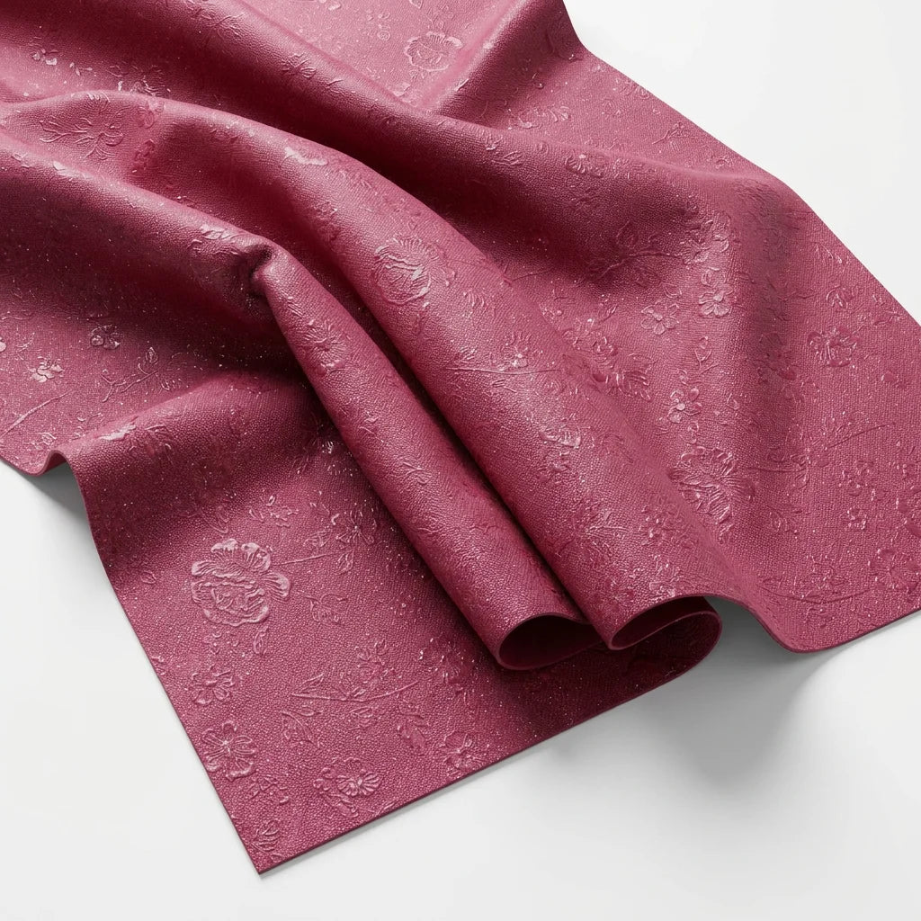 Newest Plum Flower Grain Embossed PVC Synthetic Leather Stretch Soft PVC Fabric for Sofa Furniture Bags Garment Lining
