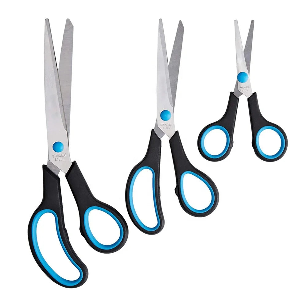 Easy Grip Soft Grip Sewing Office ScissorsStainless Steel Sharp Blades Scissors Set of 3