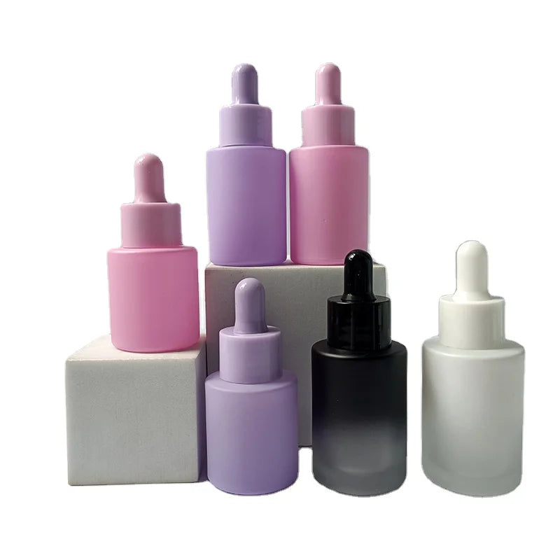 20ml 30ml 40ml Cosmeticskin Care Essential Oil Essence Packaging Frosted Glass Flat Shoulder Matte Serum Dropper Bottle With Box