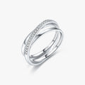 Fashion Original Design Fine Jewelry 925 Sterling Silver Simple Geometric Cross Line Multi-layer Stacking Finger Rings for Women
