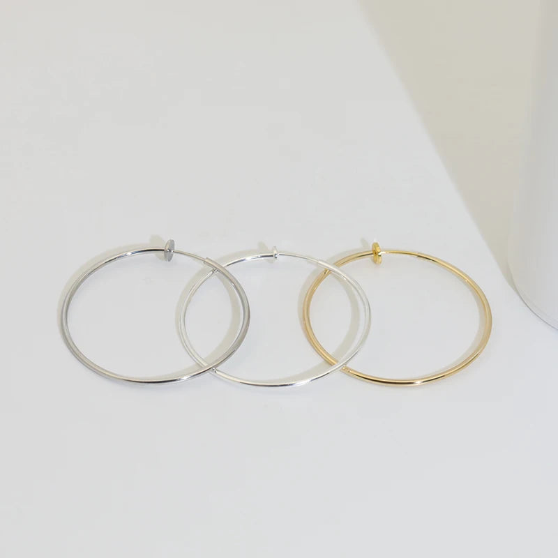 40 mm Clip-On Hoop Earrings for Women Thin Metal Spring Hoops for Non-Pierced Ears for Wedding Party Gift