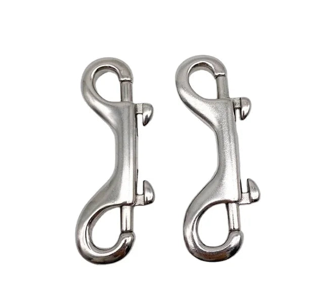 Stainless Steel Spring Snap Carabiner Key Chain Dog Buckle Double Hooks