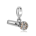 New 925 Sterling Silver Microphone with Zircon Pendant Charms DIY Beads Making Fit Original Women Bracelet Necklace Jewelry