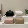 Best Personalised Beige Large Capacity Designer Zipper Leather Cosmetic Makeup Organizer Travel Bag with Handle Compartments