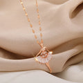 Fashion Elegant Ballerina Girl Crystal Zircon Pendant Necklace Stainless Steel Necklace Shine Zircon Pendant Necklace for Women