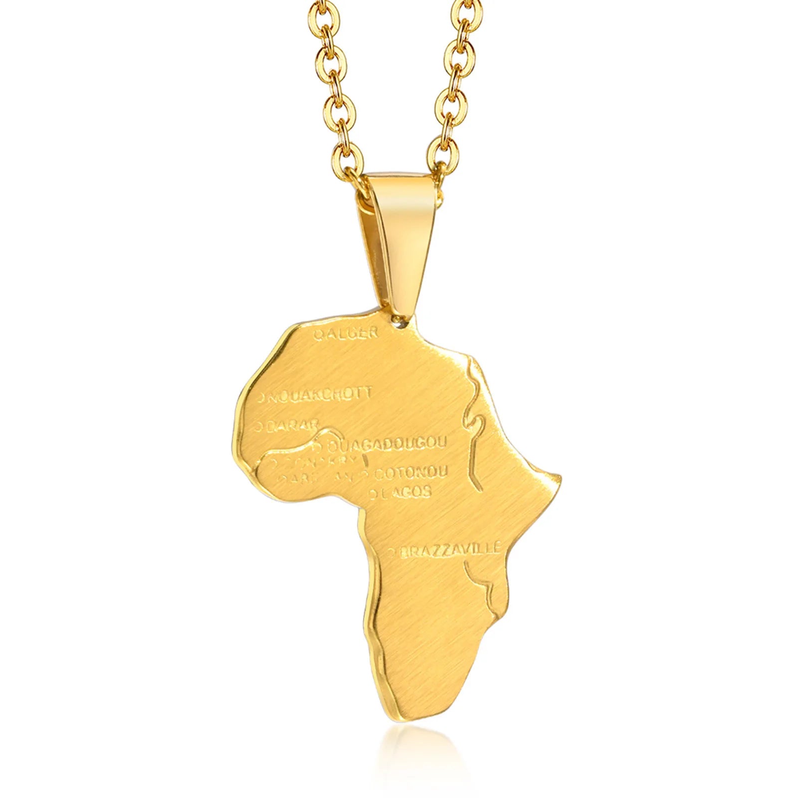 Men's Classic 18K Gold Pendant Necklace 18K Stainless Steel Africa Map Necklace PN-1674 for Gift