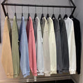 2021 New Style O-Neck Oversized Custom Long Sleeve 100% Cotton Yarn Dyed Knitted Print 310GSM Heavy Weight Men T Shirts