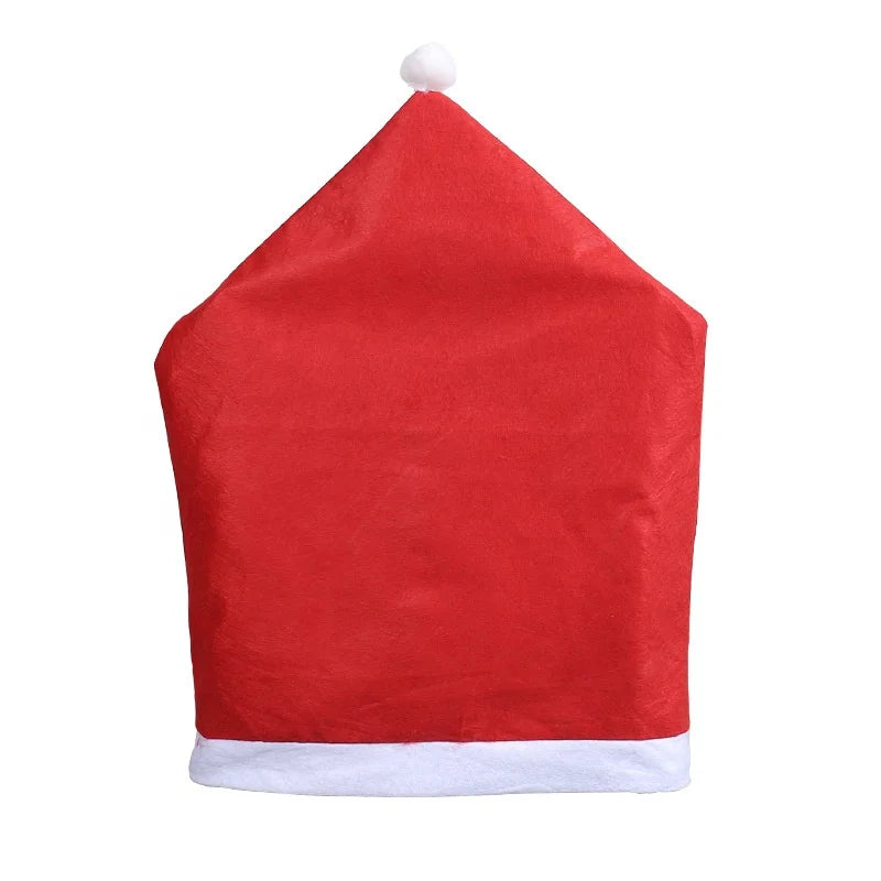Classic Red Santa Hat Christmas Chair Covers Non-woven Fabric Xmas Dining Chair Back Decor Home Restaurant Decorations