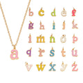 Wholesale Birthday Gift Diy Stainless Steel Accessories Beauty Colorful Oil Drops Letter A-z Pendant Necklace Gifts for Women