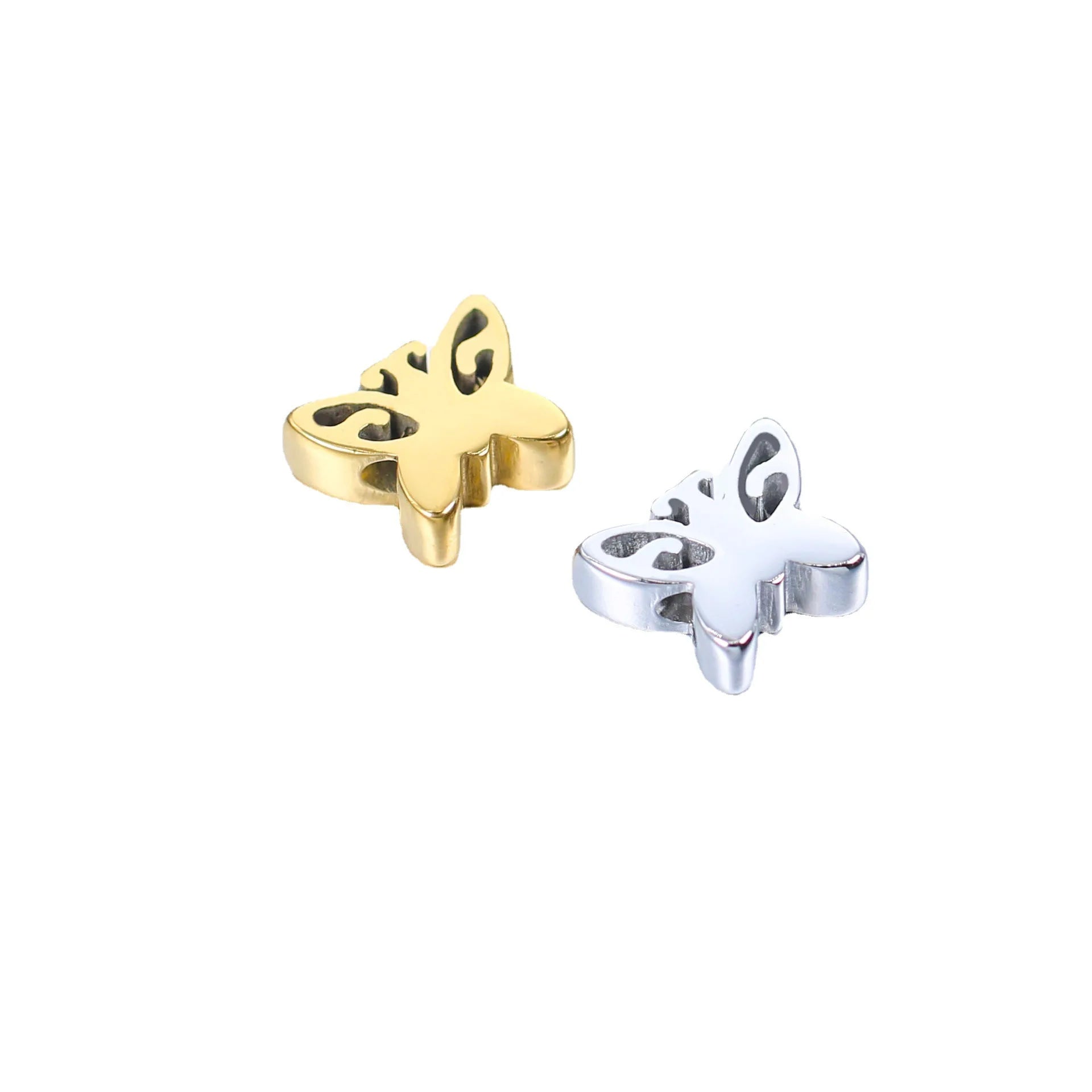 9x7.5mm Laser-Capable Engraved DIY Jewelry Pendant Making Accessories Stainless Steel Butterfly Shape Charm Beads Spacers