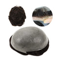 Indian Remy Human Hair Men's Full Skin PU Split Knot Toupee Right Capillary Prosthesis 110% Density Hair Unit Replacement System
