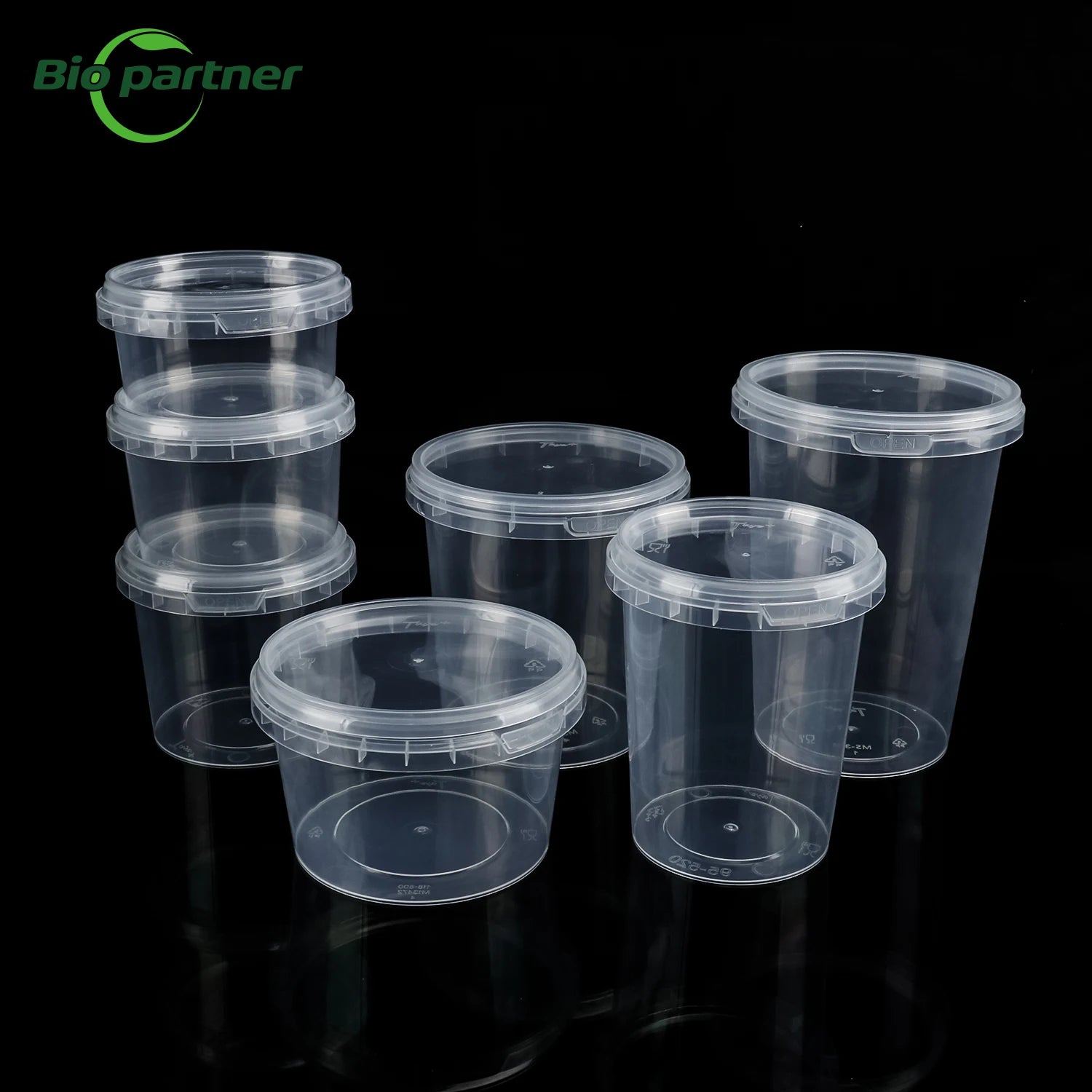 OEM Logo Printed PP Pet Clear Tamper Proof Microwavable Deli Container Storage Box Plastic Takeout Cup Bowl Lids Folding Design