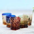 8.5 oz Hand Cut to Clear Colored Whisky Glass Tumbler Japanese Style Edo Kiriko Colored Crystal Glass Cocktail Tumbler Gift Box