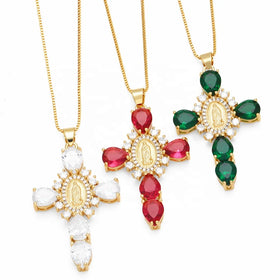 Zircon Pendant Creative Personality Virgin Cross Necklace Female Clavicle Chain