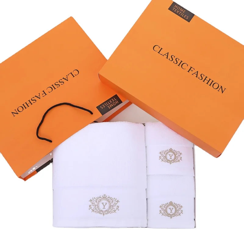 Custom Embroidery logo 35*75cm Egyptian Cotton Hand Towels 70*140cm Bath Towel Terry Custom Beach Towel Logo