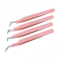 Fiber Tips Eyelash Tweezers Manufacturer Rose Gold Lash Applicator Lash Extension Tweezer Set
