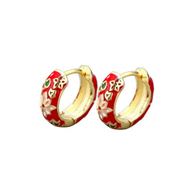 925 Sterling Silver Festive Celadon Earrings Female Temperament Senior Sense of Flower Earrings Buckle Simple Niche Ins Earrings