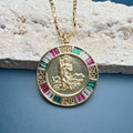 Wholesale Holy St Jude Thaddeu Necklace Jewelry for Women High Quality Metal Zircon Round Medal Religious Pendant