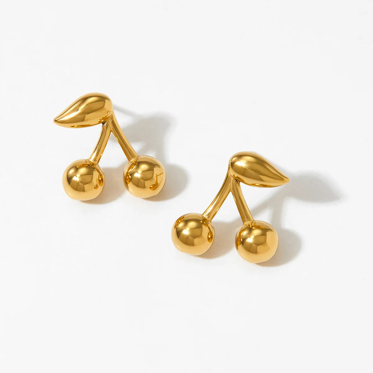 Fine Cherry Stainless Steel Gold Plated Chandelier Earrings for Women Fashionable Drop Stud Style