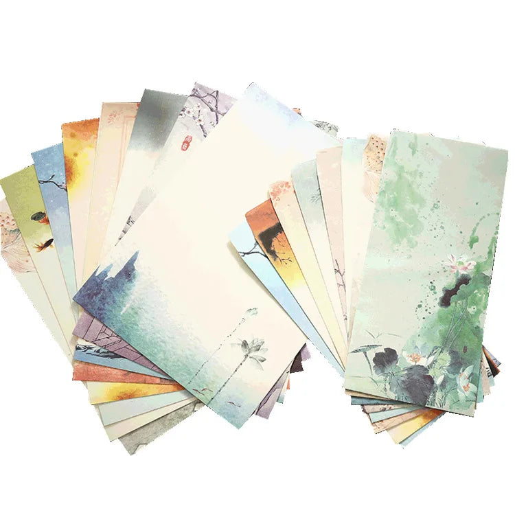 Hot Sale  Stationery Letter Writing Paper and Envelopes Set Ink Painting Design4 Stationary Papers with 2 Envelopes