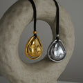 2024 Dazan New HOT 18k Gold Plated Tarnish Free Stainless Steel Meteorite Exquisite Polished Pendant Black Leather Rope Necklace